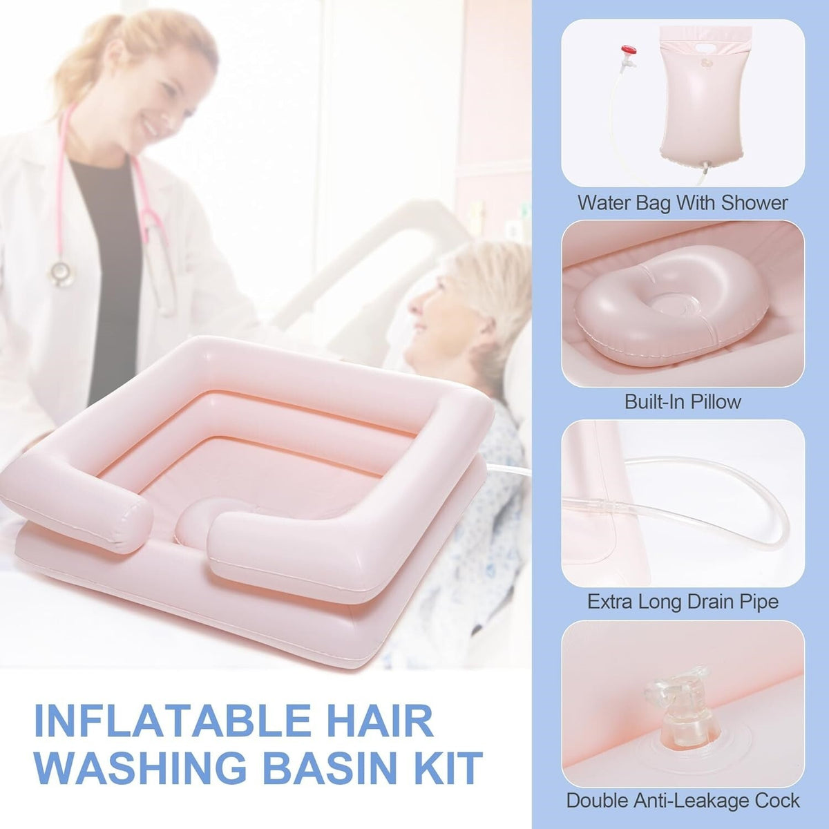 Portable Shampoo Basin for Bedside Hair Washing - Inflatable & Lightweight