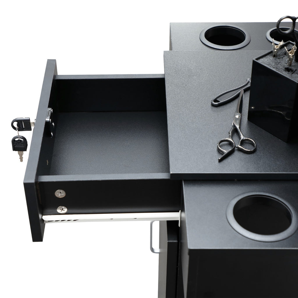 Salon Station Storage Cabinet with Glass Doors and Shelves for Beauty & Barber Shops