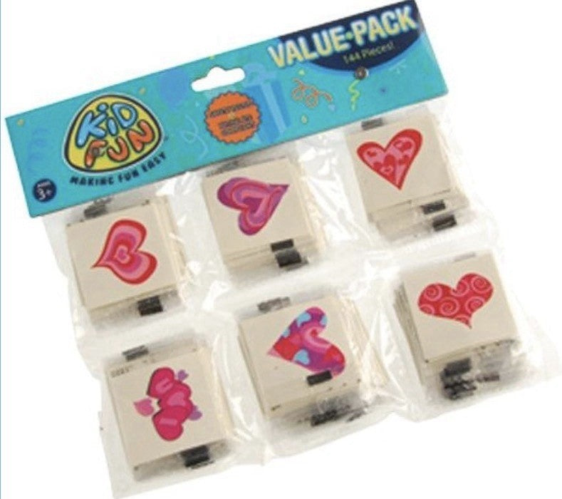 144 Glitter Heart Temporary Tattoos for Parties, 1.25” Assorted Hearts