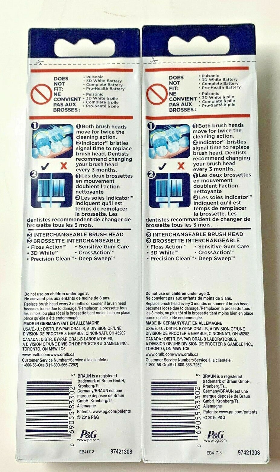 6 Pack Oral-B Dual Clean Replacement Toothbrush Heads for Electric Toothbrushes
