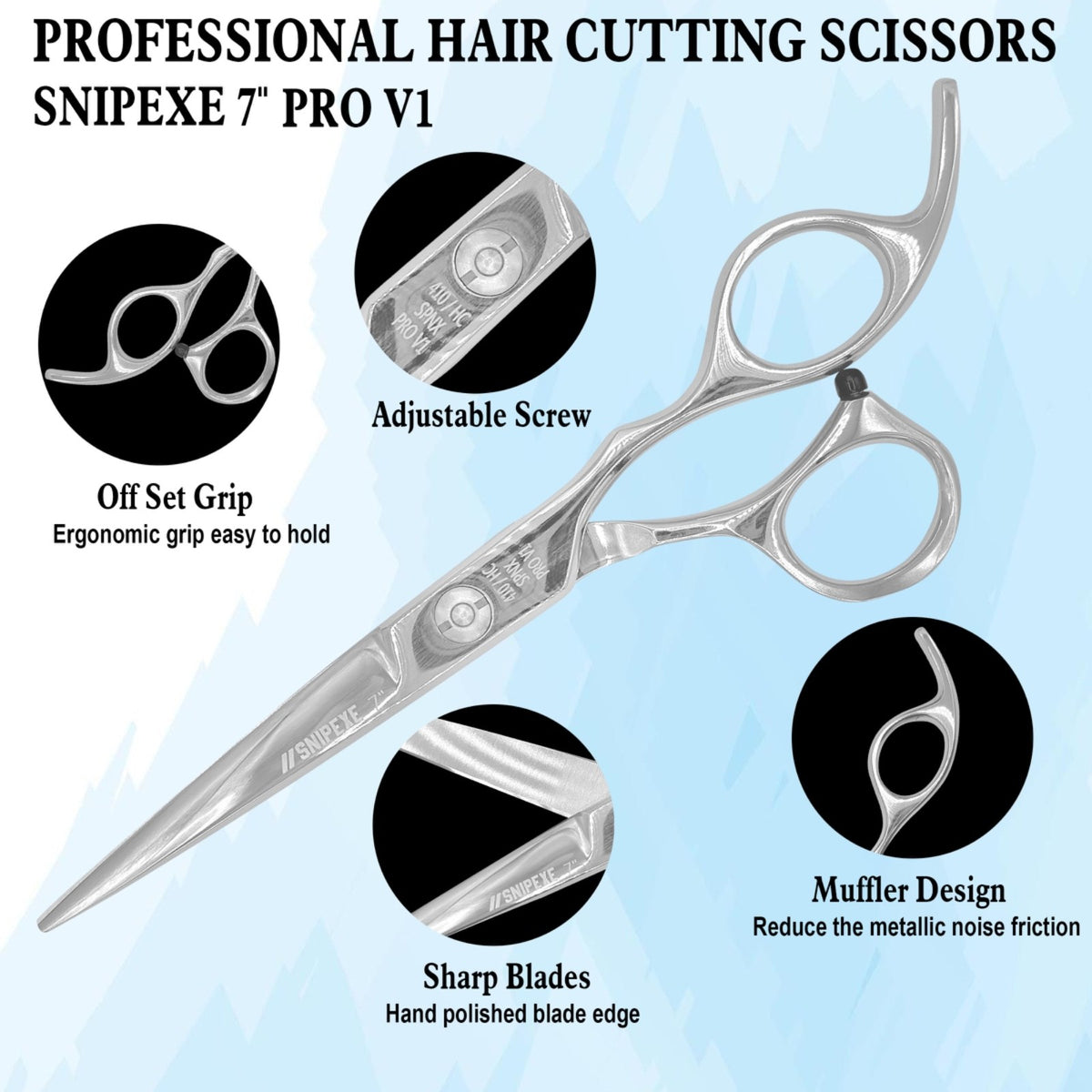 Professional Hair Cutting Scissors 7 Inch for Barbers & Stylists