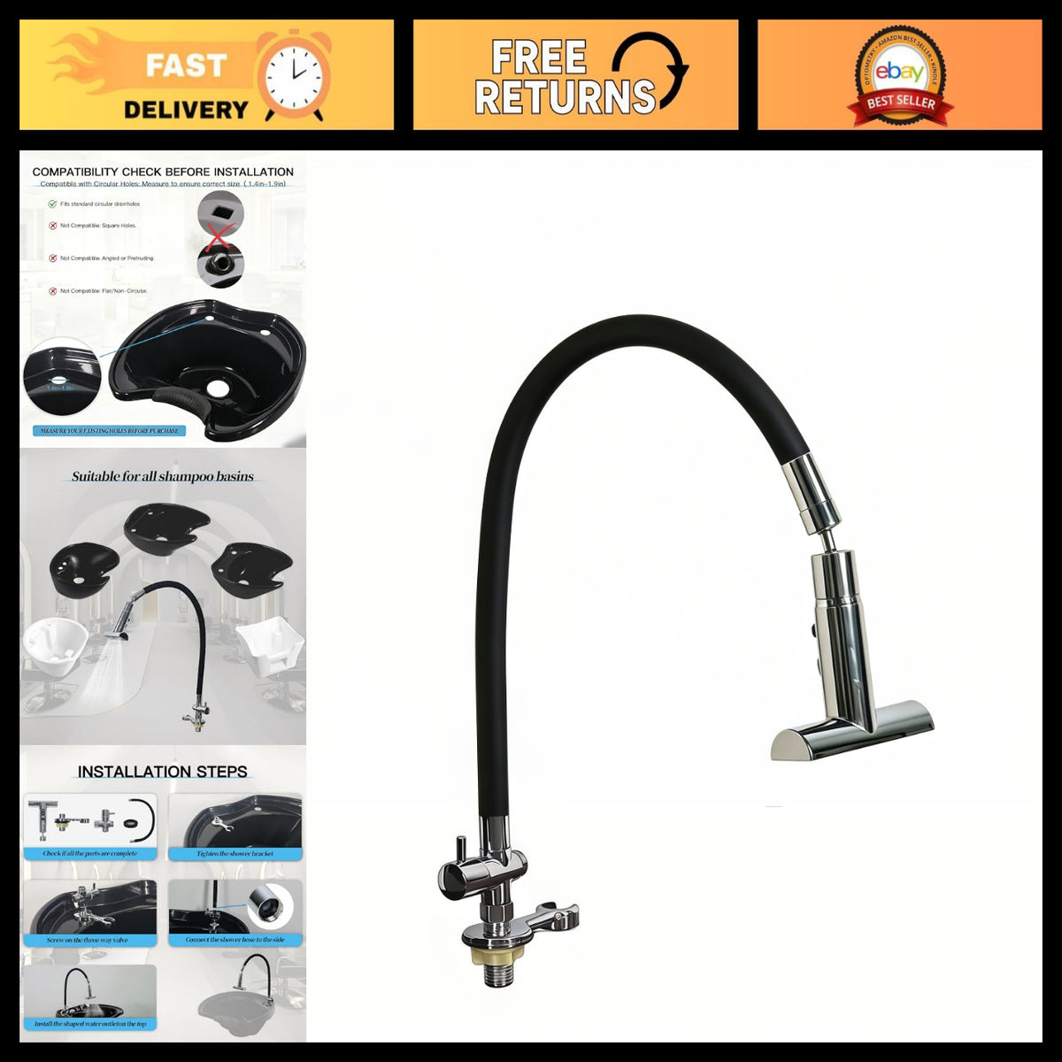 Spa Shampoo Bowl Attachment - Professional Hair Wash Station Accessory