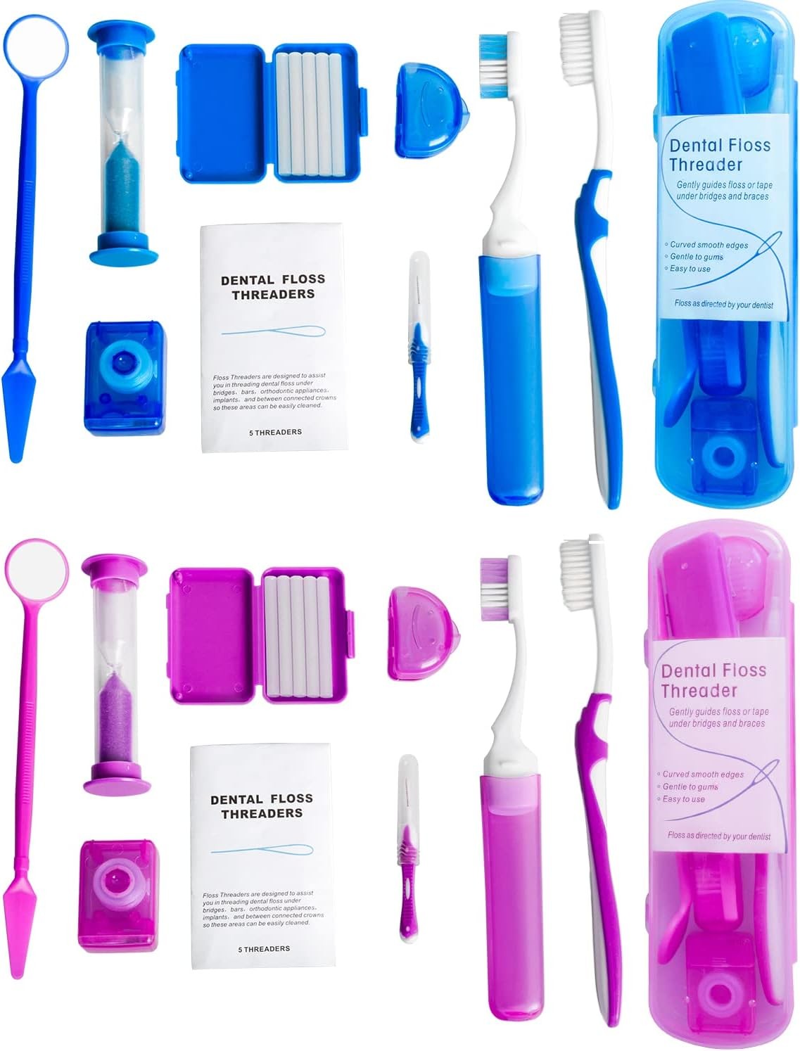 Orthodontic Care Kit with Toothbrush Floss Wax Mirror & Interdental Brush
