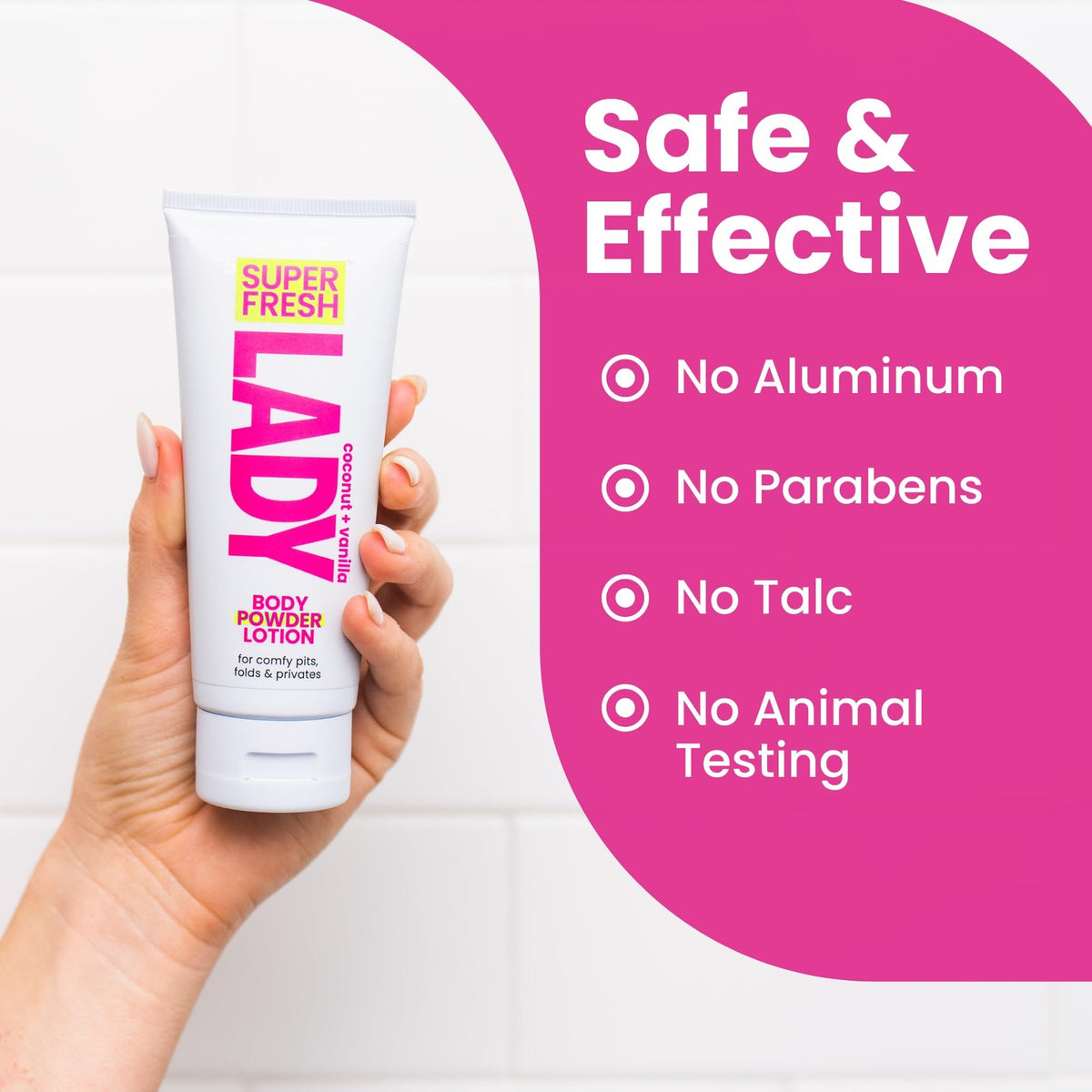 Women's Deodorant Lotion for Private Areas, Anti-Chafe Body Powder - 4 oz