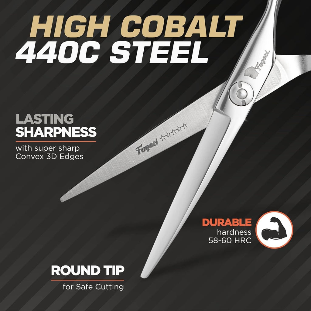 6-Inch Ergonomic Hair Cutting Shears - Precision 440C Steel Scissors for Hair Styling