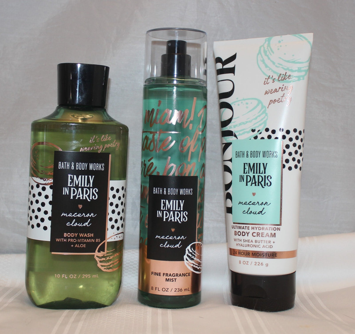 Bath & Body Works Emily in Paris Macaron Cloud Body Cream, Wash & Mist Set