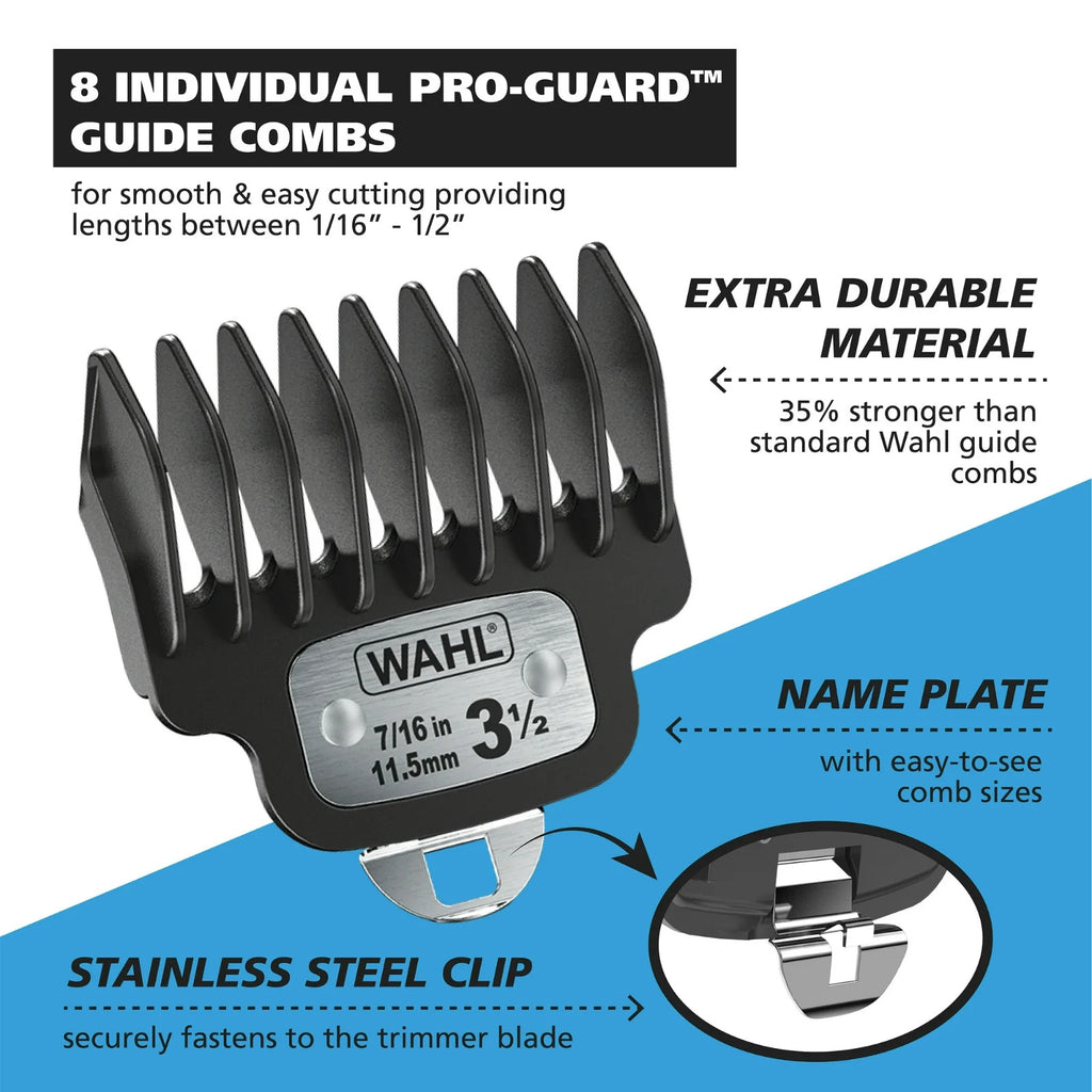 Hair Clipper Kit with Stainless Steel Blades and Multiple Attachments - Rechargeable Corded & Cordless