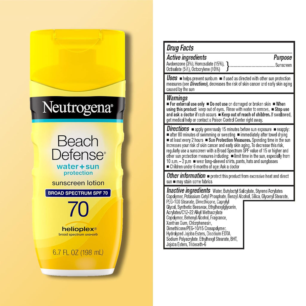 SPF 70 Sunscreen Lotion for Face & Body Water-Resistant Broad Spectrum Protection