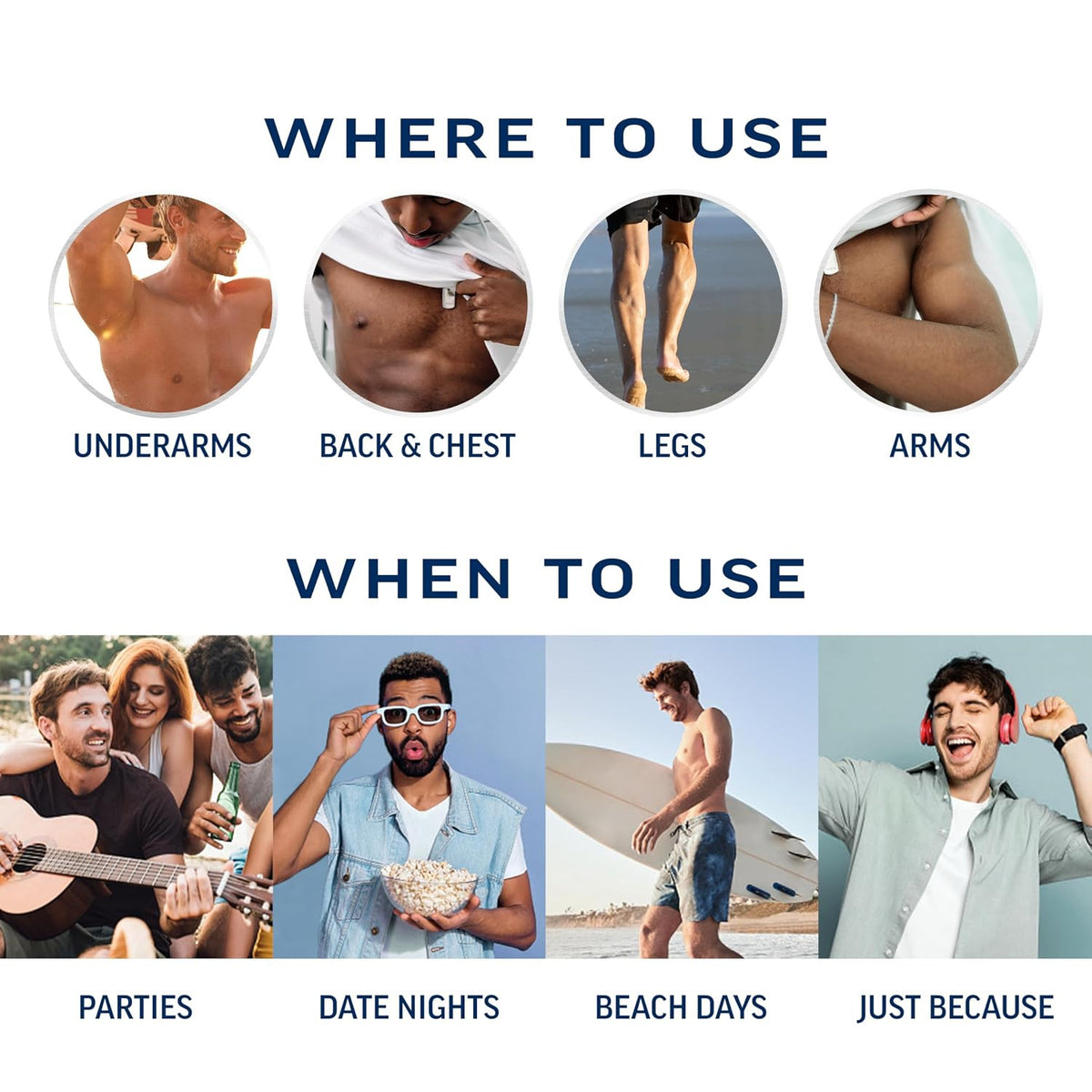 Men's Hair Removal Gel Cream - Sensitive Skin, 5-Minute Body Hair Removal