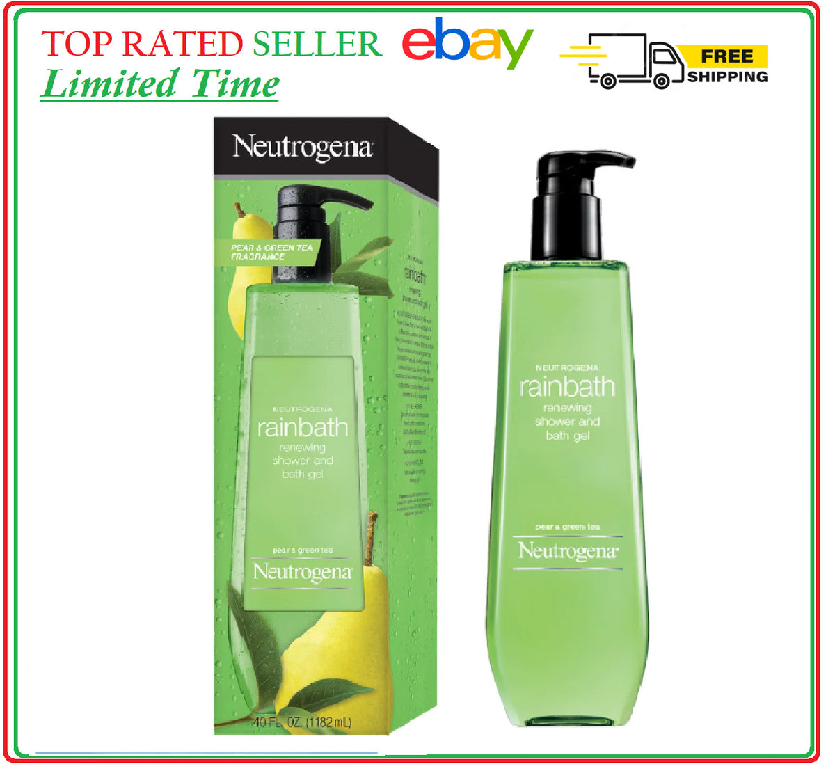 Neutrogena Rainbath Shower & Bath Gel Pear Green Tea Scent 40 fl oz