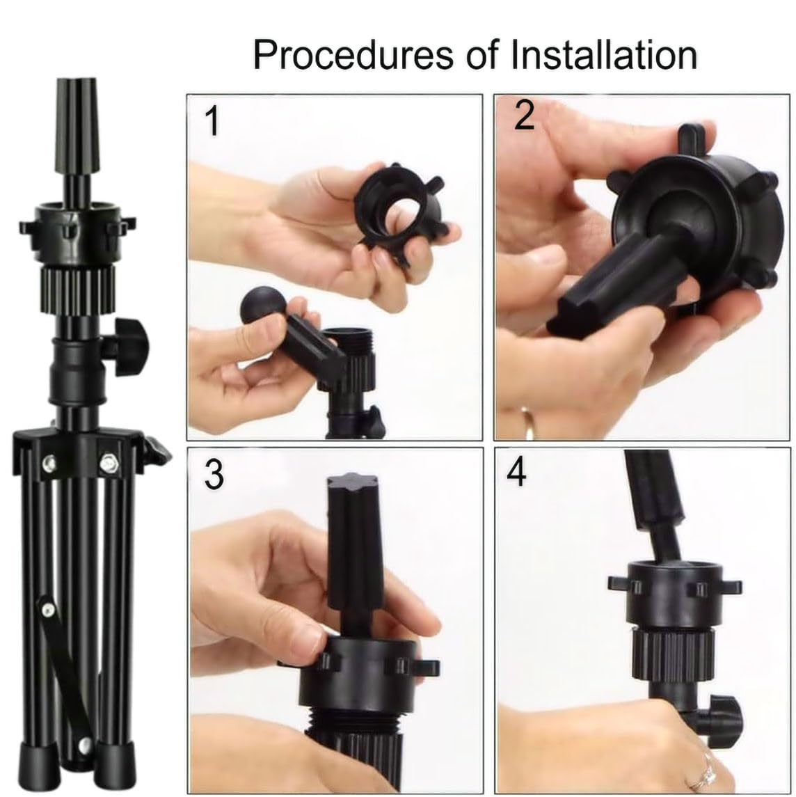 Mini Adjustable Wig Stand Tripod Holder for Mannequin Head Salon Display