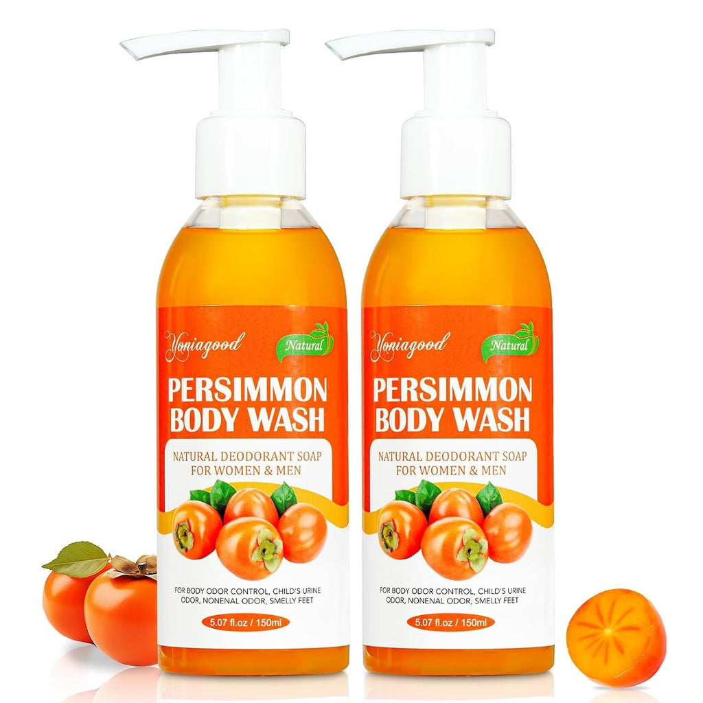 Natural Persimmon Body Wash for Odor Control - 2 Pack