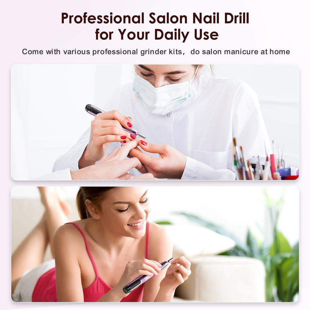 Cordless Electric Nail Drill File Kit - Rechargeable Manicure & Pedicure Tool