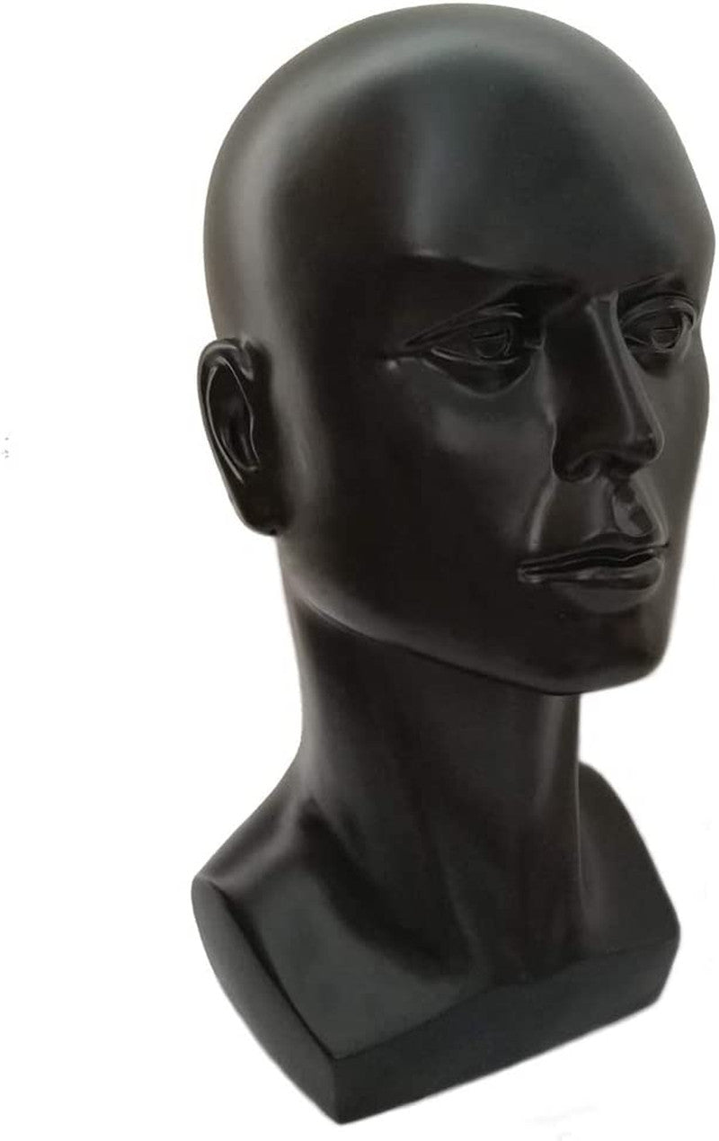 Male Mannequin Head Display Stand for Wigs Hats Glasses Masks Black