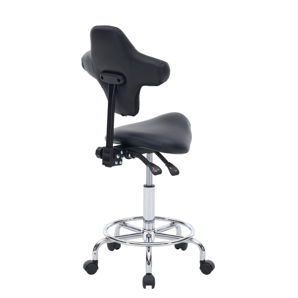 Ergonomic Saddle Stool with Wheels, Adjustable Height, Swivel Seat