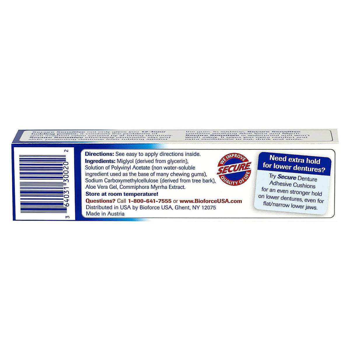 Waterproof Denture Adhesive with Aloe Vera - 1.4 oz Secure Sensitive