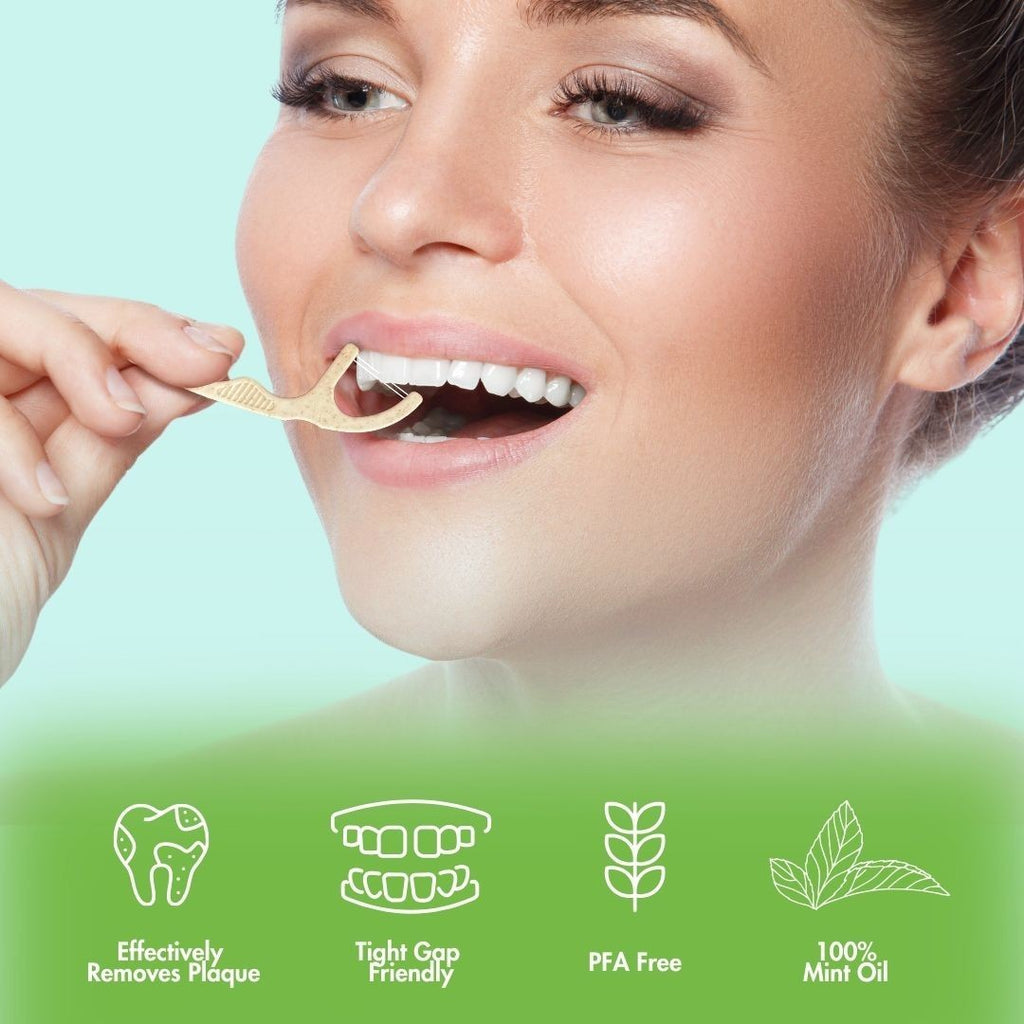 Eco-Friendly Plant-Based Floss Picks - 220 Count, Shred-Resistant Double Thread
