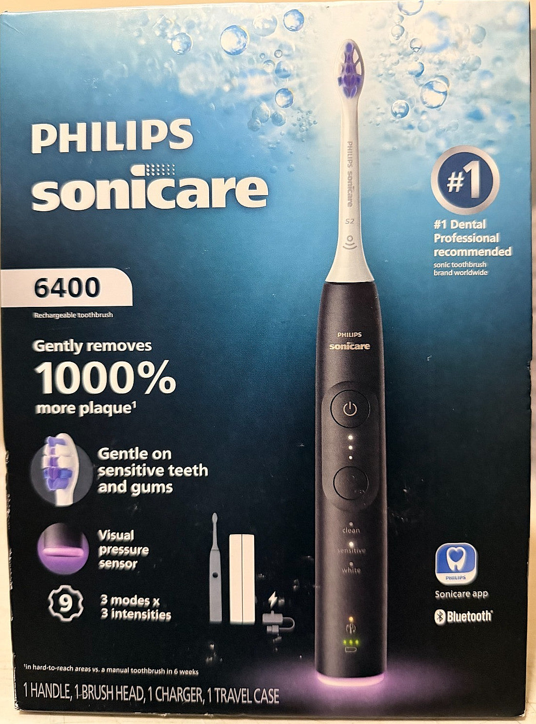 Electric Toothbrush Philips Sonicare 6400 Black Noir Rechargeable