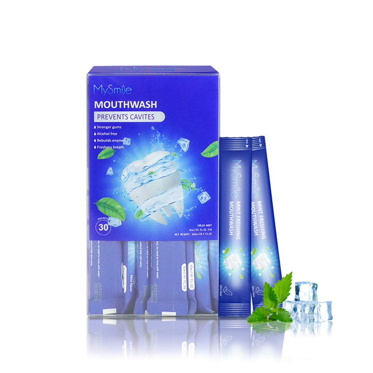 Alcohol-Free Mouthwash Packets for Bad Breath & Healthy Gums - 30 Individually Wrapped Shots