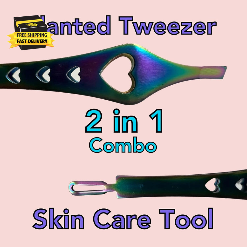 Rainbow Double Ended Tweezers for Eyebrows & Skin Care - Precision Slant Tweezer