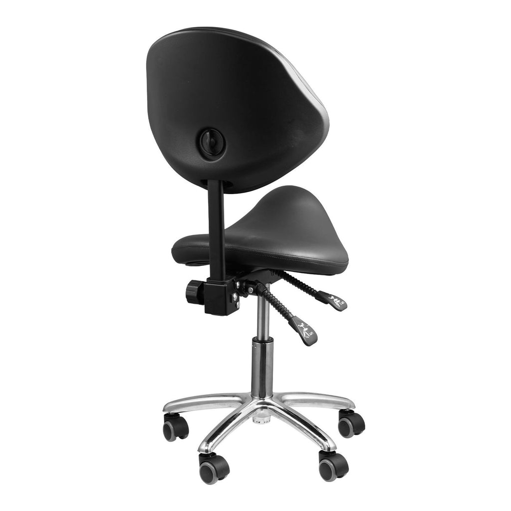 Saddle Stool with Wheels - Adjustable Height PU Leather Seat Ergonomic Design