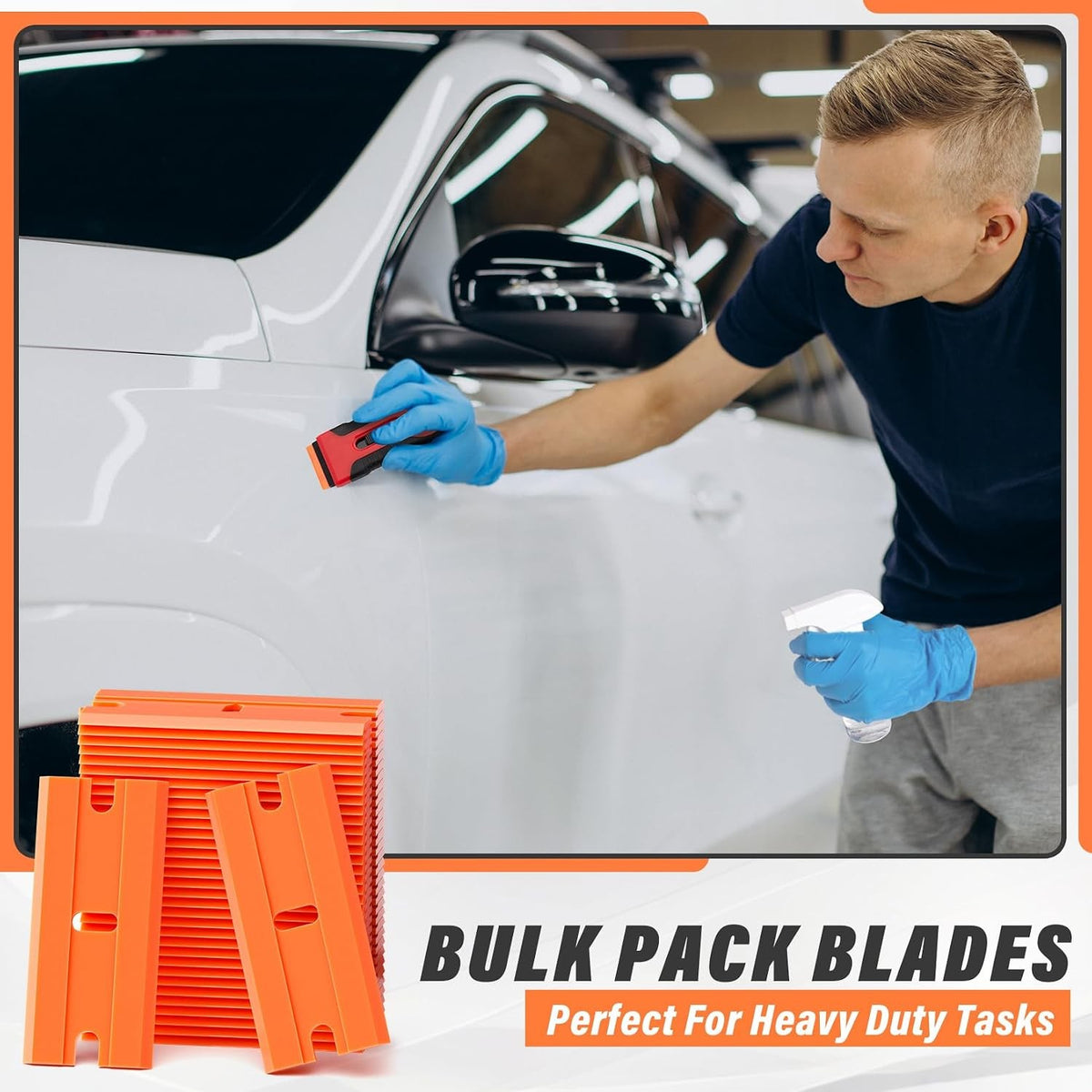 100 Pack Plastic Razor Blade Scraper Replacement Blades for Cleaning