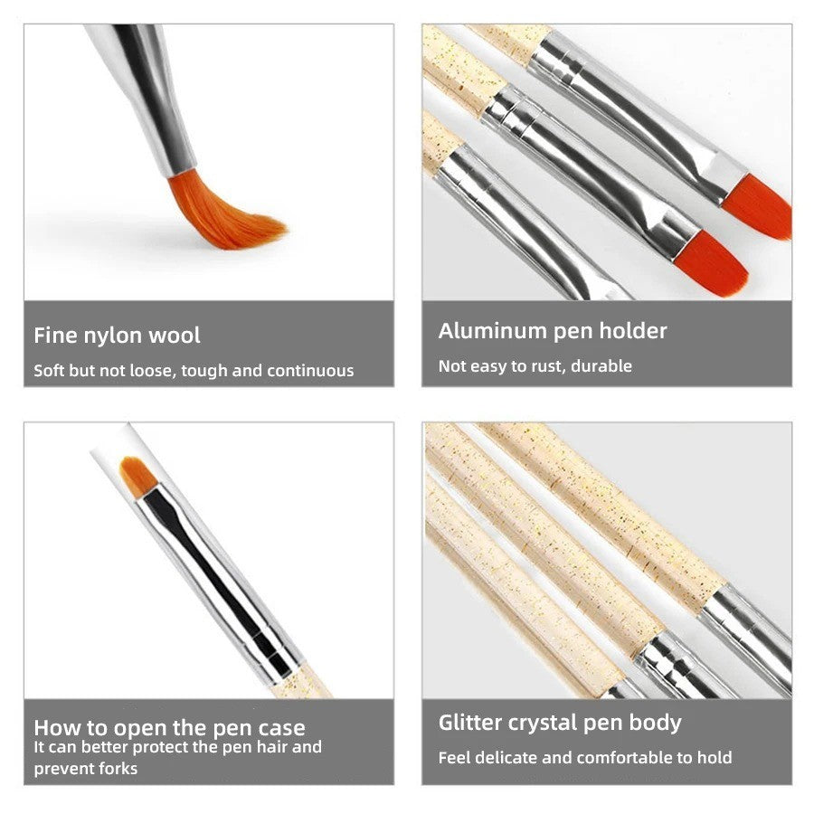 7-Pack Nail Art Brush Set for Gel Polish Drawing and Manicure
