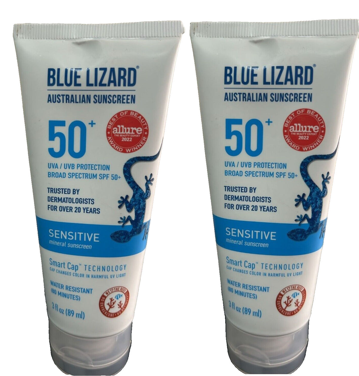 Blue Lizard Sensitive SPF 50+ Mineral Sunscreen Lotion - 2 Pack, 3 Fl Oz Each