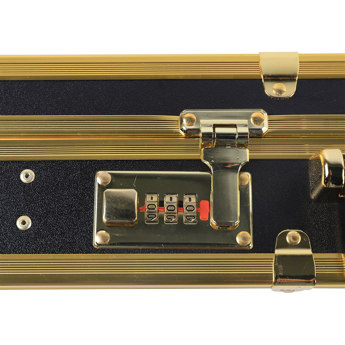 Large Barber Carrying Case with Lock, Gold Finish, Tool Organizer for Clippers & Trimmers