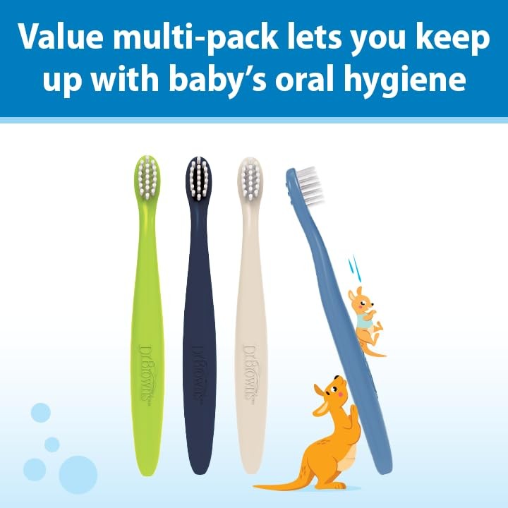 Infant-to-Toddler Training Toothbrush Set - 4 Pack, Soft Bristles, BPA Free, Fun Colors