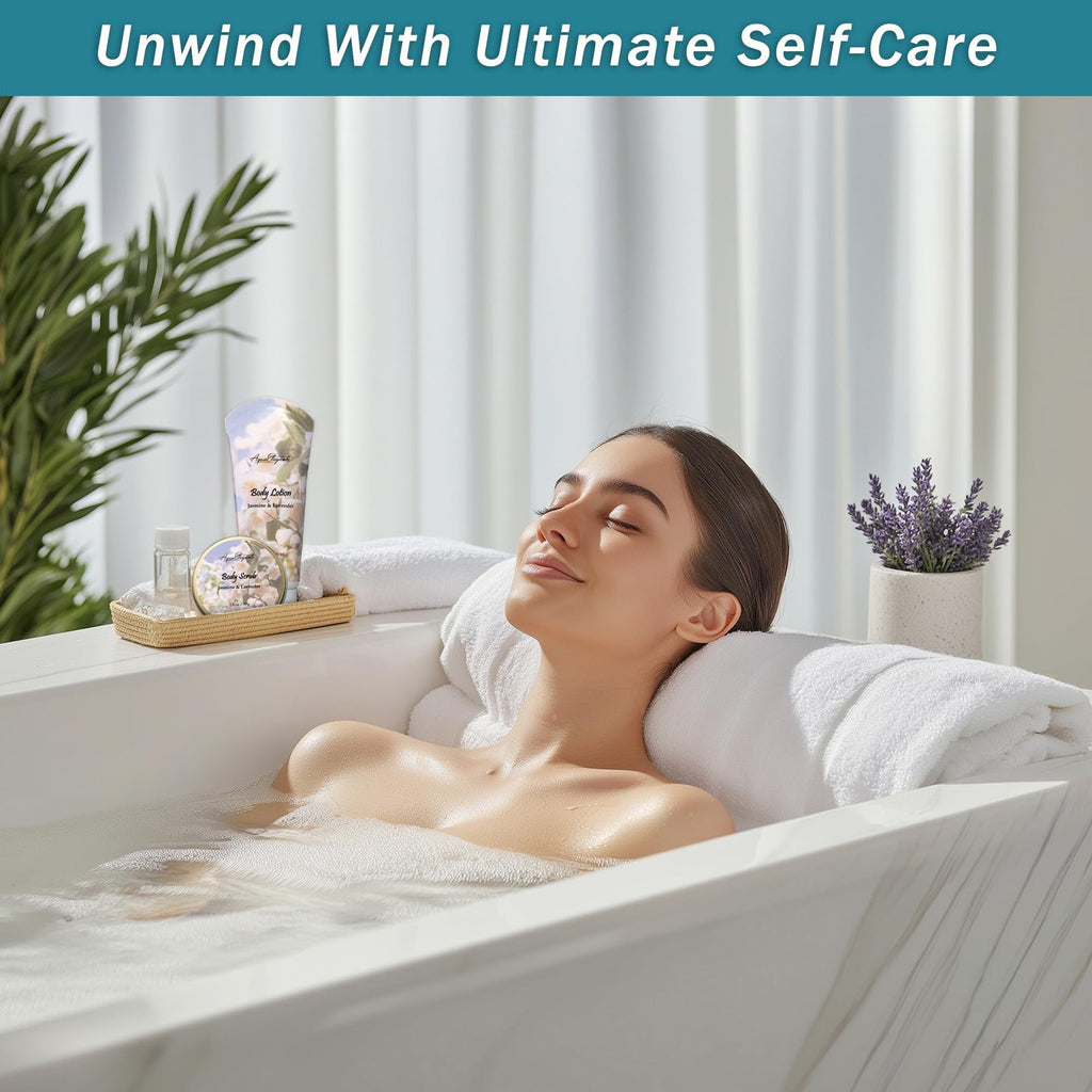 Luxury Spa Gift Basket for Women - Aromatherapy Bath Set with Jasmine & Lavender