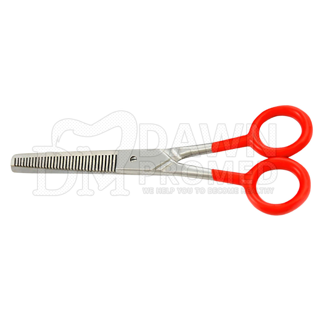 Professional Hair Cutting Shears & Thinning Scissors Set - 7" with Red PVC Handles