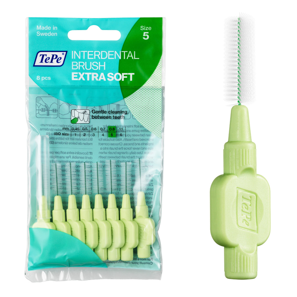 Interdental Brushes Extra Soft Green 0.8mm - Pack of 25 or 8
