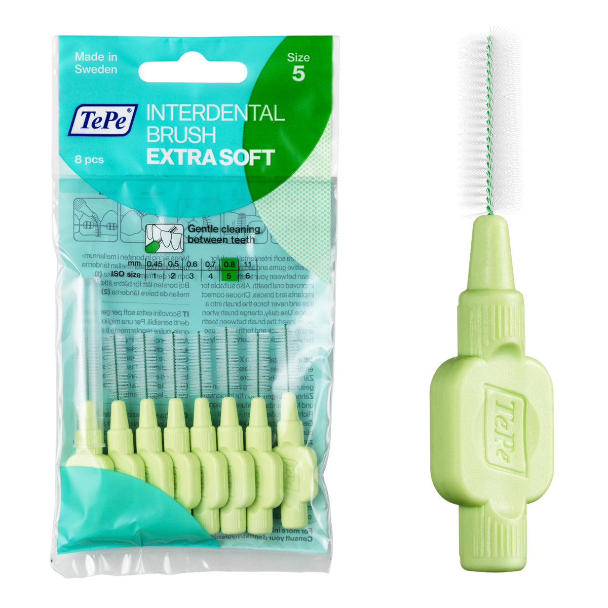 Interdental Brushes Extra Soft Green 0.8mm - Pack of 25 or 8