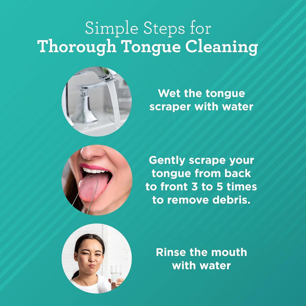 Stainless Steel Tongue Scraper with Travel Case - Adults & Kids, 2 Pack