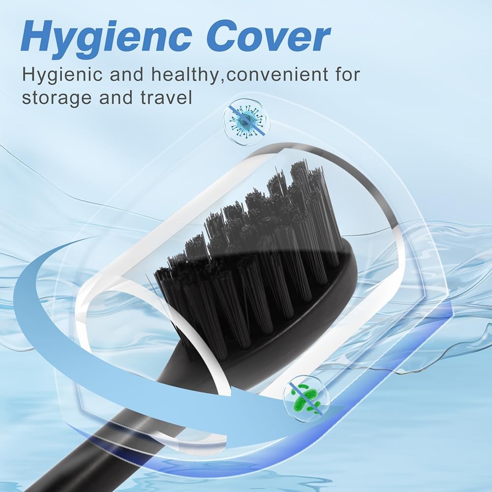 Electric Toothbrush Replacement Heads - Compatible with Moon, 5 Medium Charcoal Bristles
