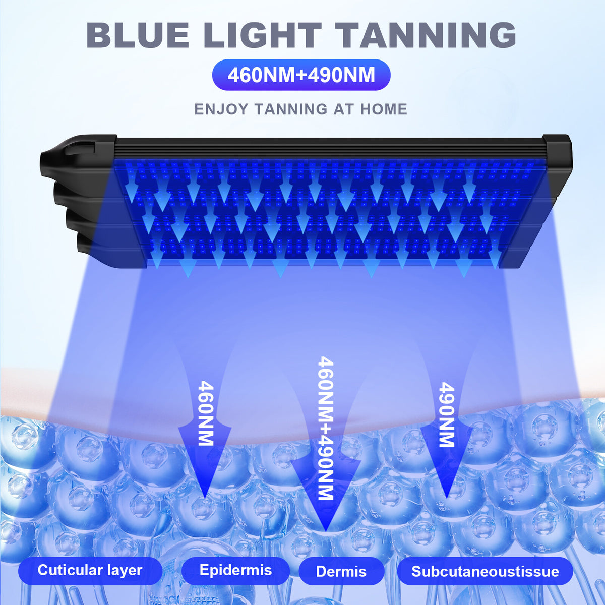 60W UV Tanning Lamp for Face & Body with 432 LEDs, Adjustable Stand & Goggles
