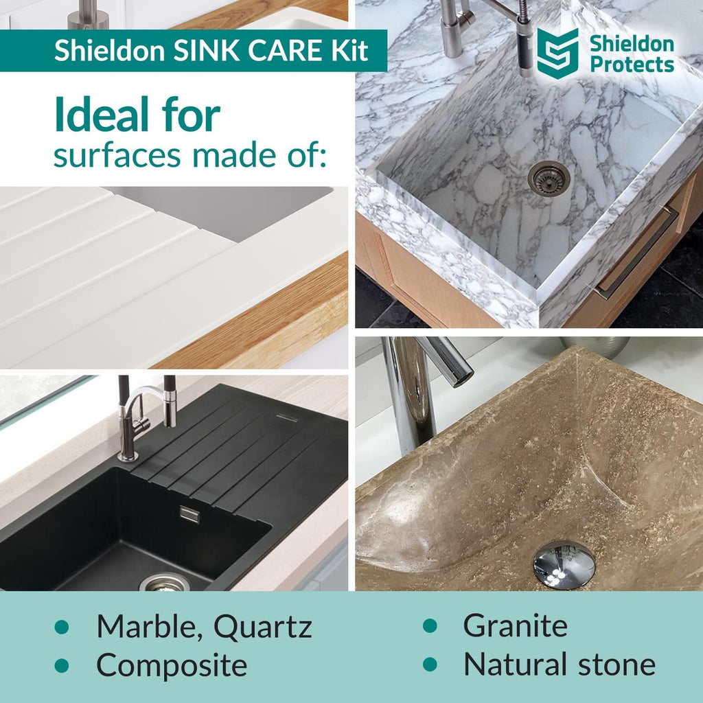 Sink Care Kit - Cleaner & Nano Sealer for Granite, Ceramic & Natural Stone Sinks
