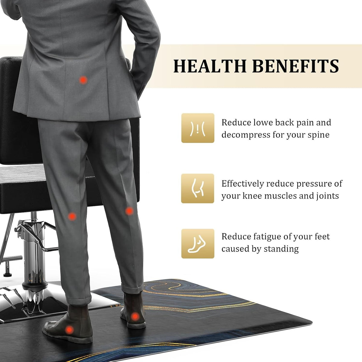 Salon Anti-Fatigue Floor Mat 3x5 Feet for Hair Stylists & Barbers