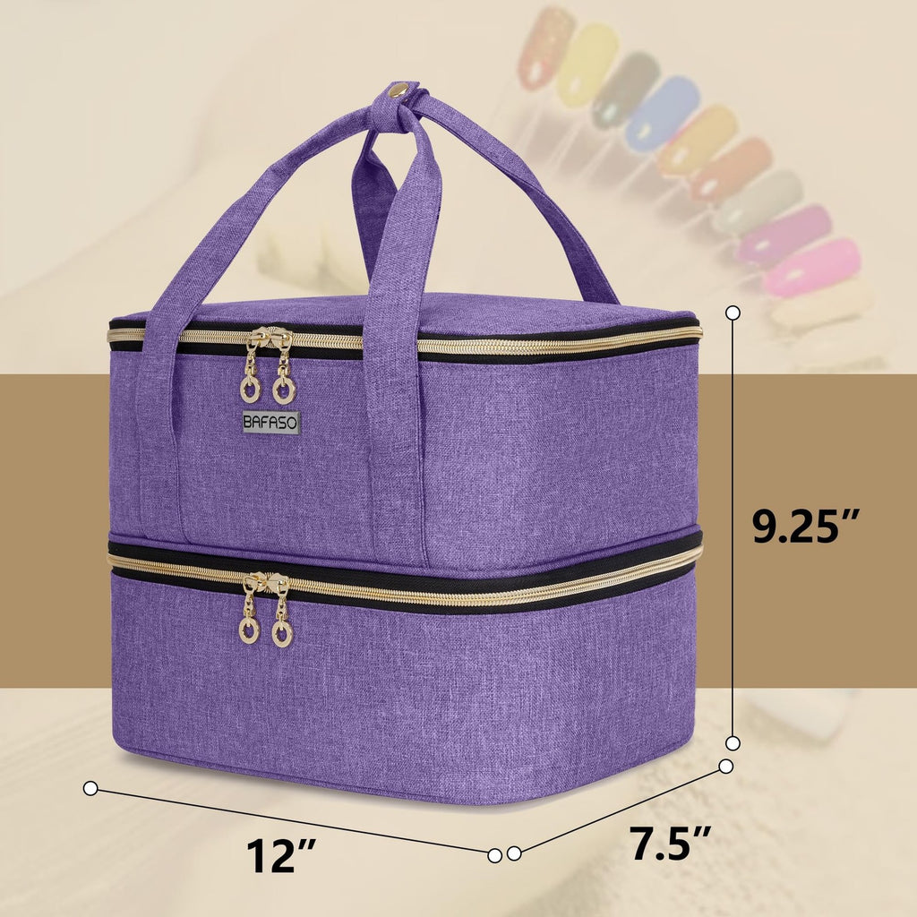 Nail Polish Storage Case Holds 40 Bottles & Nail Lamp - Purple