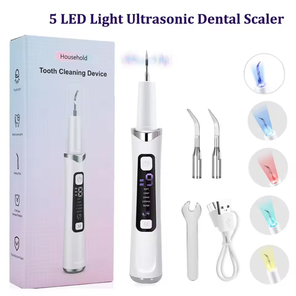 Electric Ultrasonic Dental Scaler Tartar & Plaque Remover with LED Light