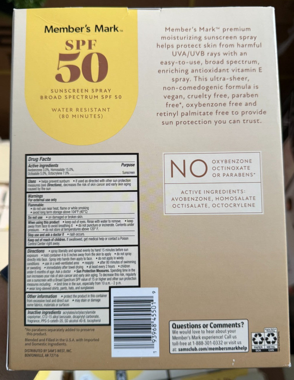 SPF 50 Sunscreen Spray 3-Pack - Water-Resistant Broad Spectrum UV Protection