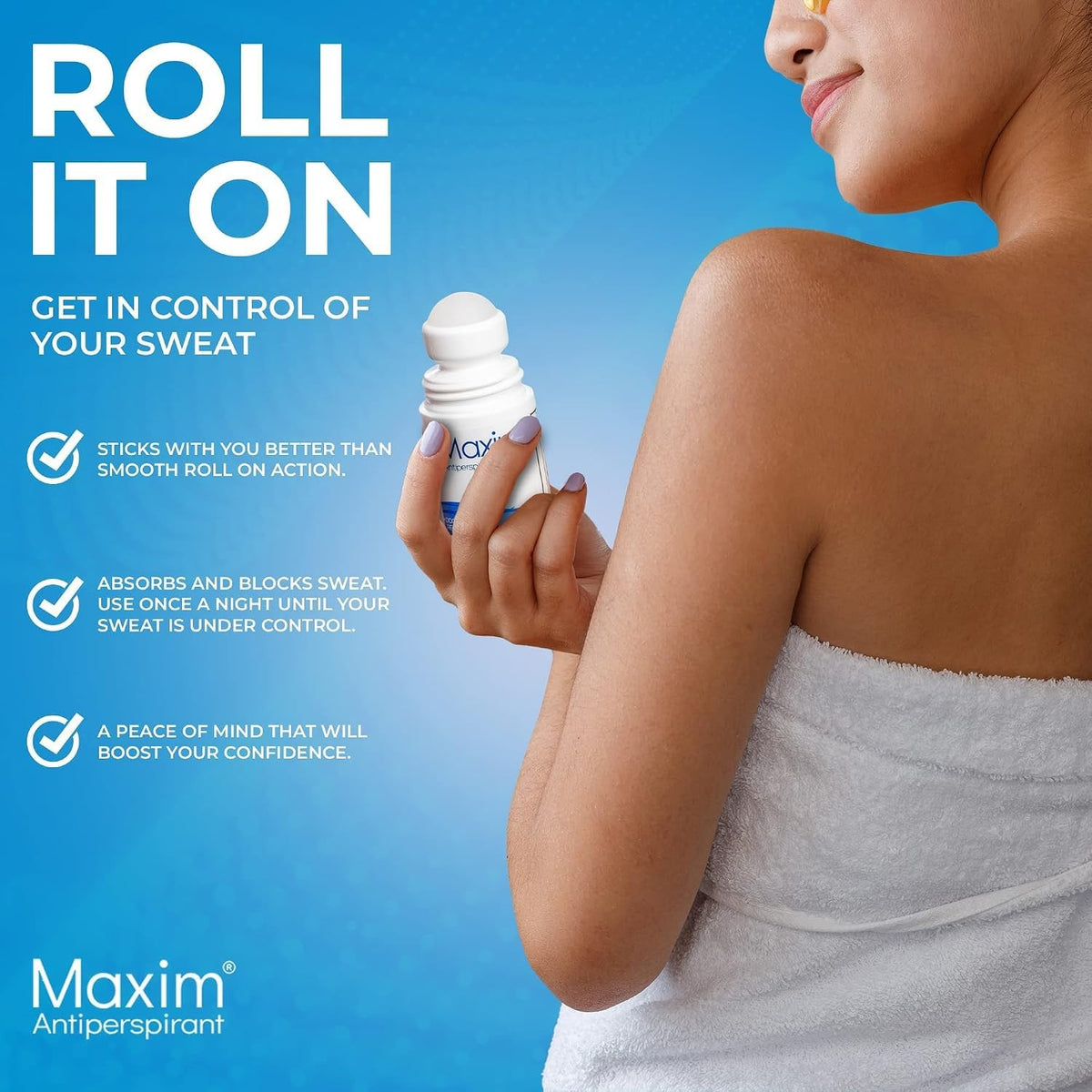 Maxim Clinical Strength Antiperspirant for Hyperhidrosis - Long-Lasting Sweat Control, 1 Fl Oz