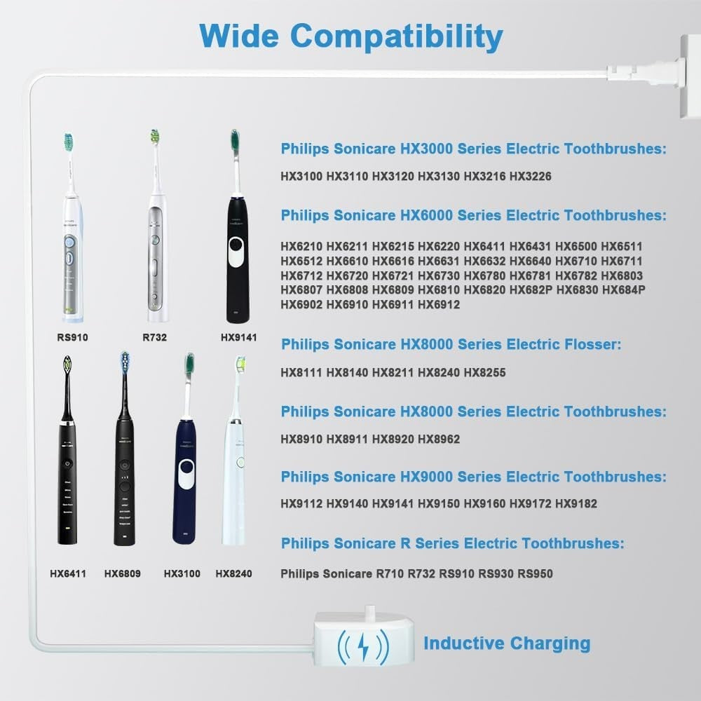 Waterproof Replacement Charger for Philips Sonicare Toothbrush - Portable & Wide Compatibility