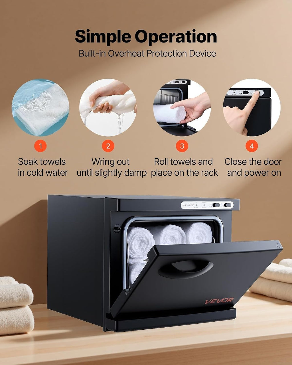 Small Towel Warmer Cabinet 8L with Stainless Steel & Clip for Spa Salon