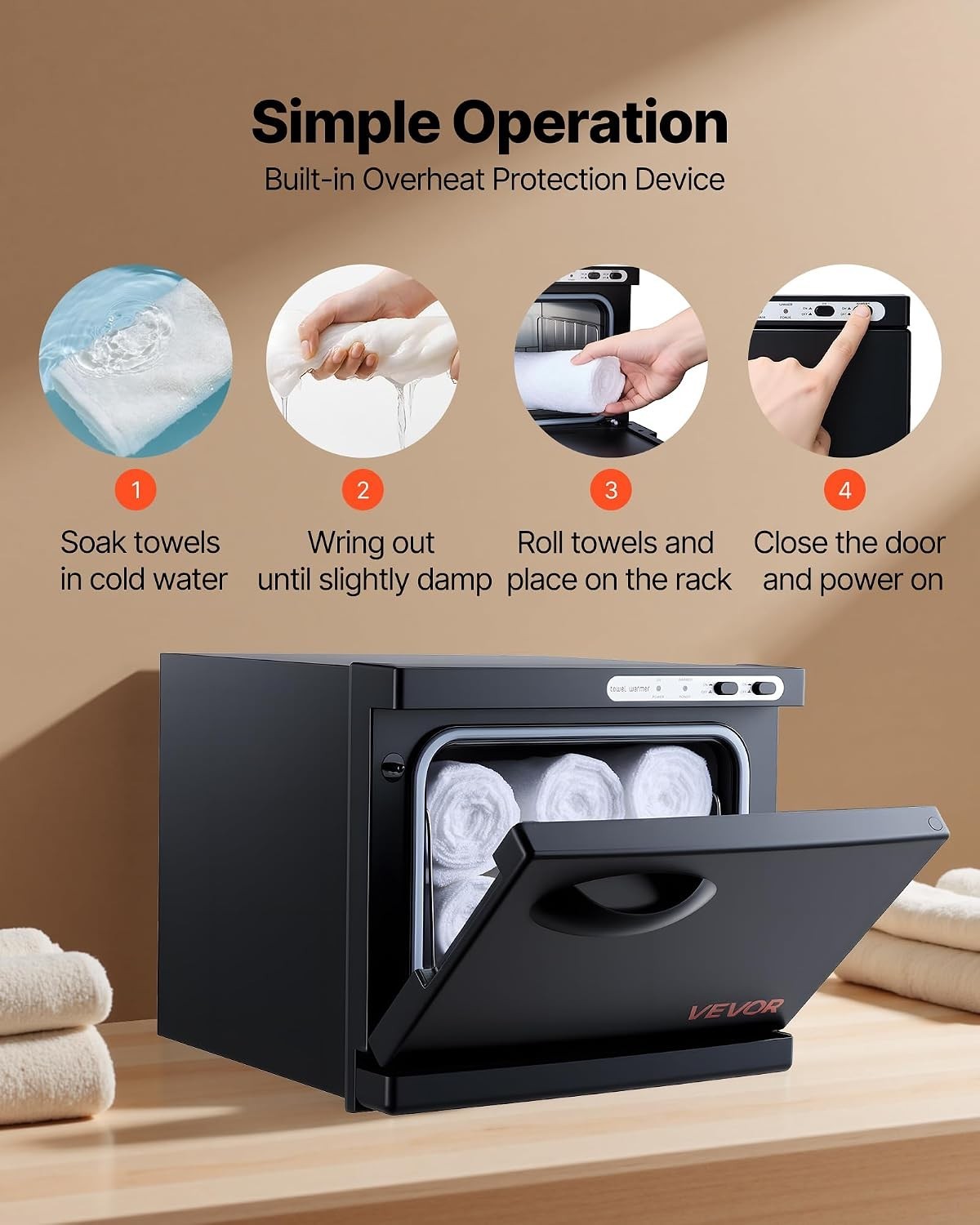 Small Towel Warmer Cabinet 8L with Stainless Steel & Clip for Spa Salon