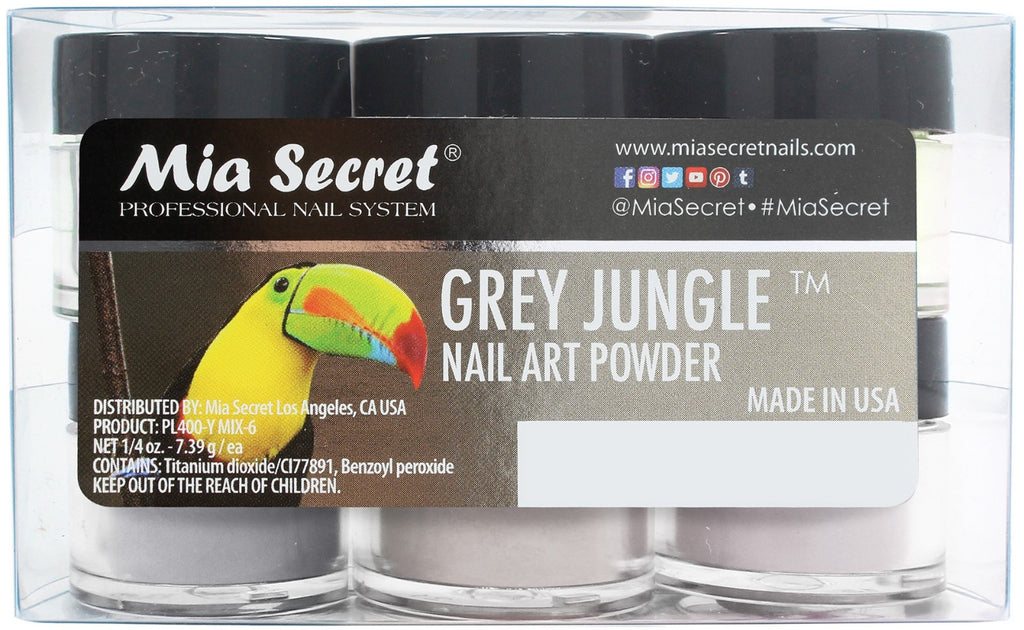 Professional Nail Art Acrylic Powder Set - 6 Colors Gray Jungle