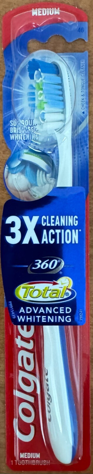 6 Pack Medium Colgate Total 360 Advanced Whitening Toothbrushes - Oral Care Set