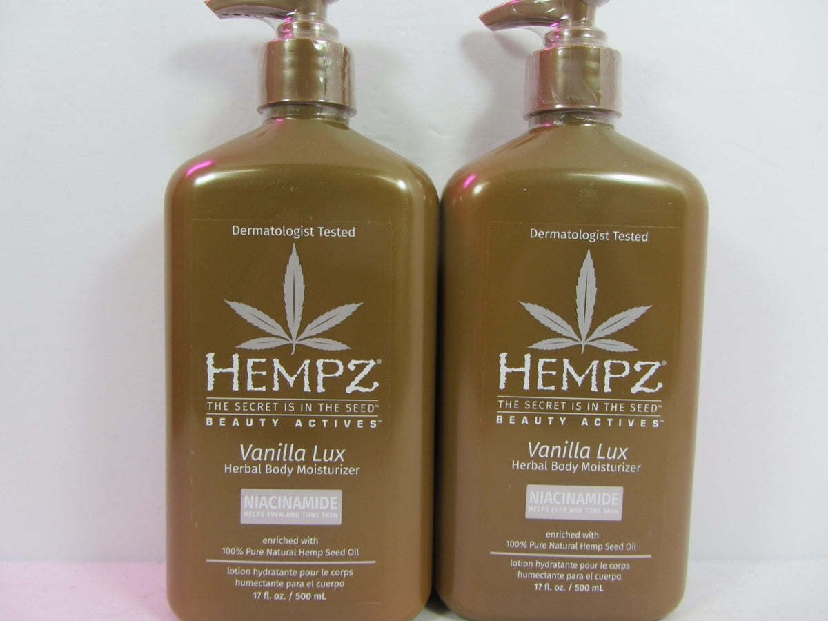 Hempz Vanilla Herbal Body Moisturizer Set with Niacinamide - 2 Pack