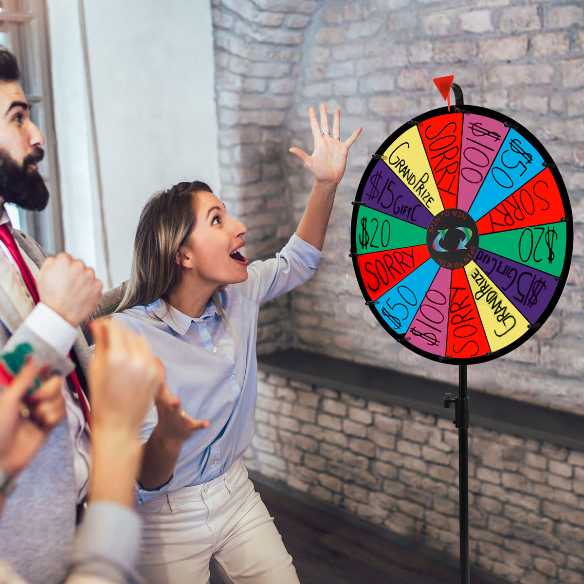 24-Inch Spinning Prize Wheel with 14 Color Slots & Adjustable Tripod Stand
